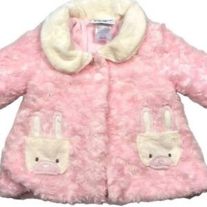 Charming Pink Baby Coat with Bunny Pockets